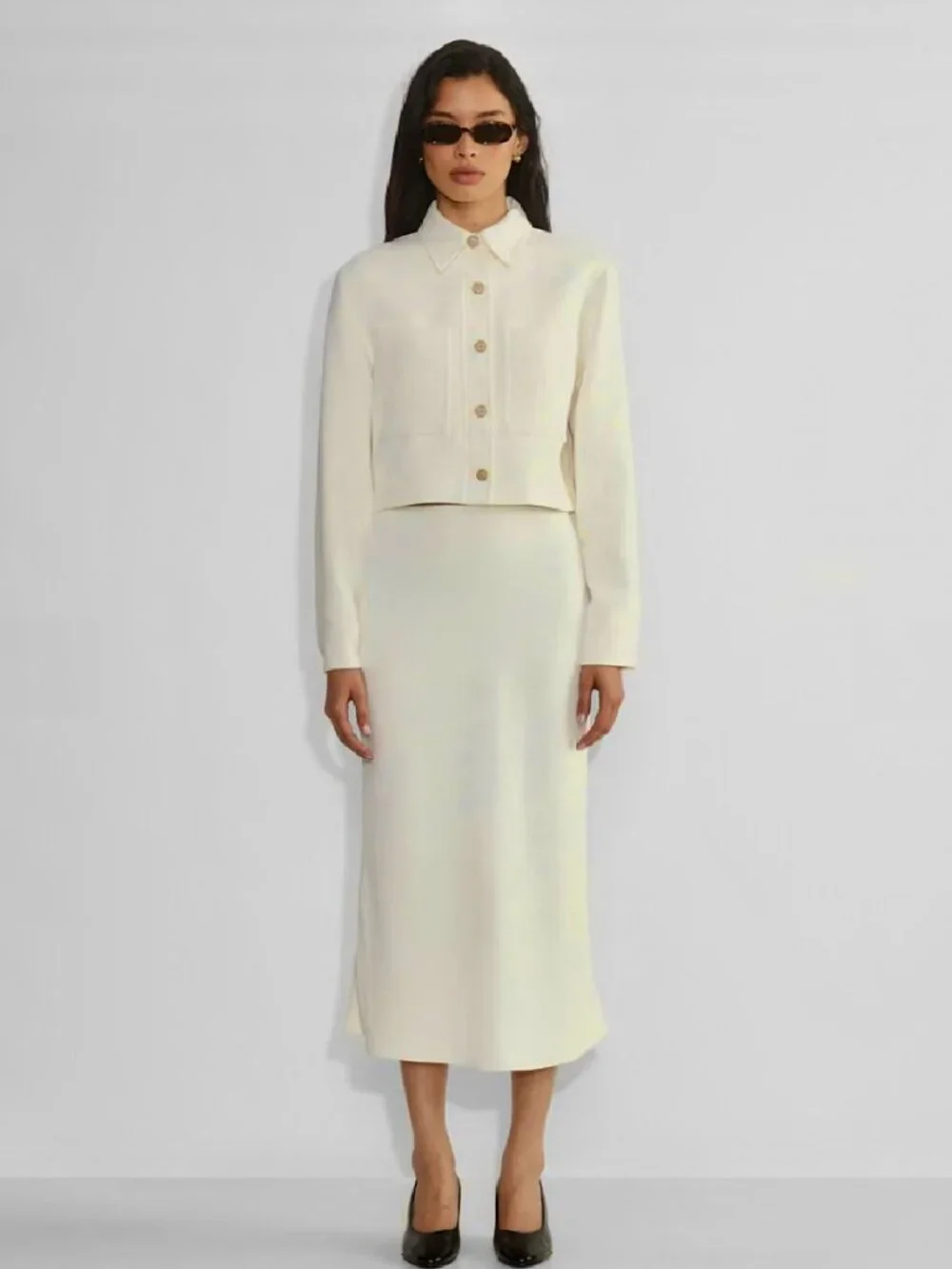 NEW! Artizia Wilfred Little Cropped Jacket Button In Light Birch/Ivory XS - Picture 3 of 16
